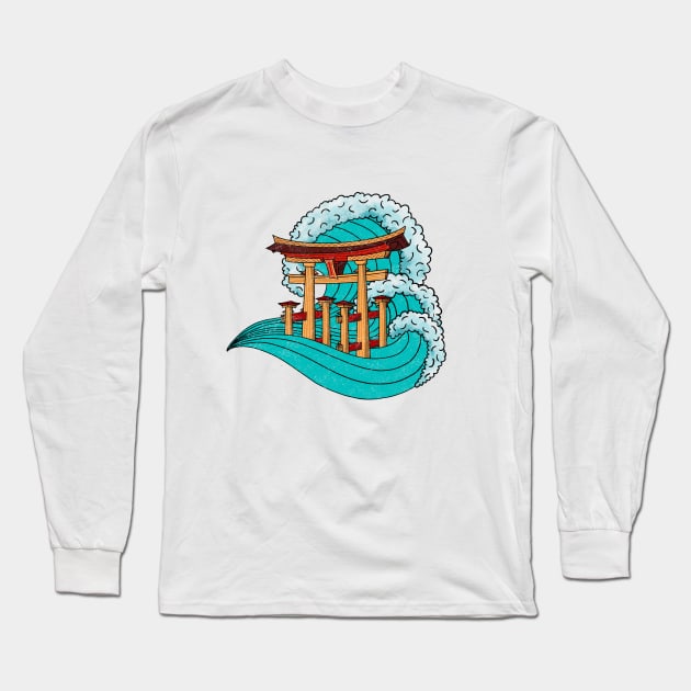 Big wave over the floating gate Long Sleeve T-Shirt by FEMM